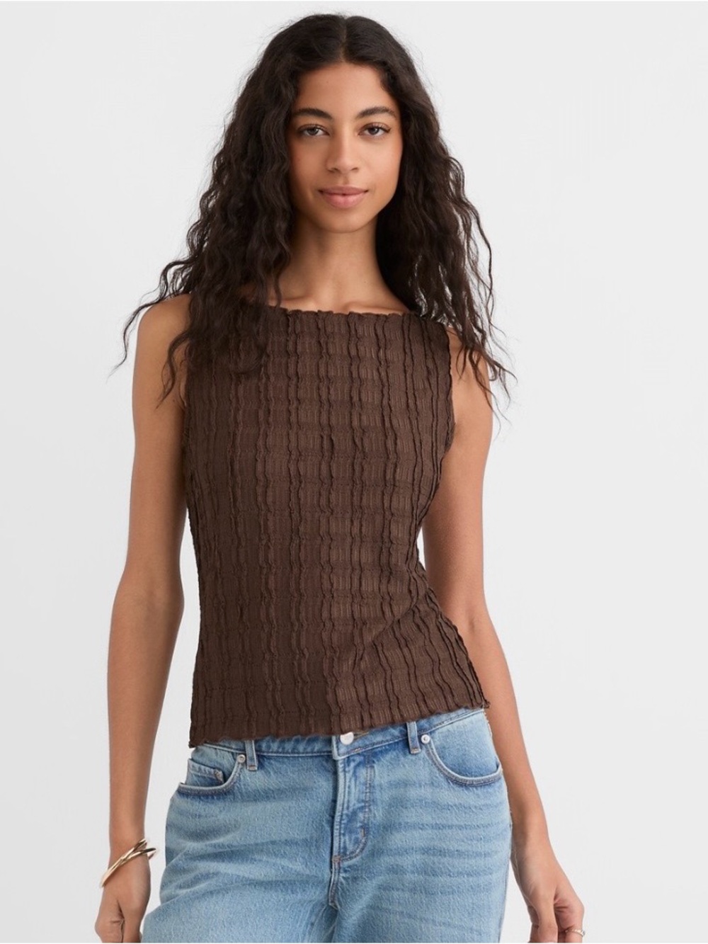 LOFT Textured Ruffled Tank Top - Like New